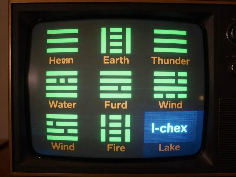 Teletext display showing eight trigrams with their names