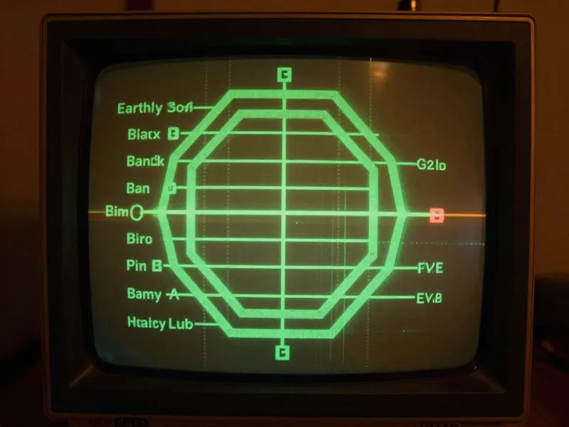 CRT display showing Liu Yao six-line structural diagram