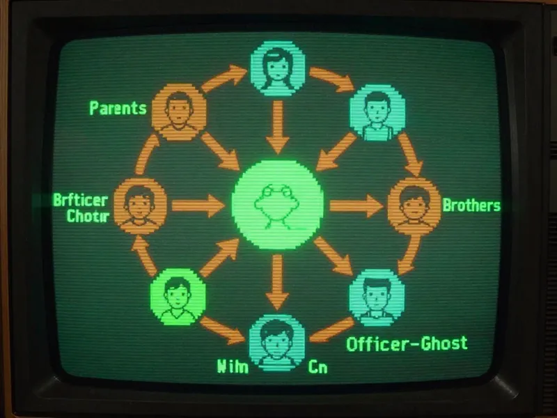 Teletext diagram of Six Relatives relationships